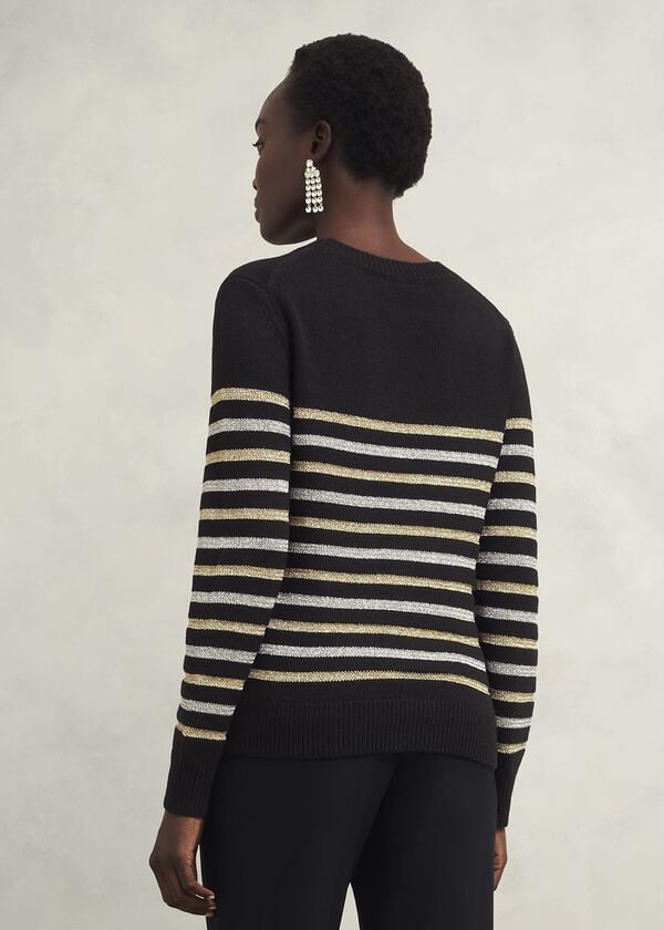 Hobbs Destiny Sparkle Stripe Jumper Black Multi