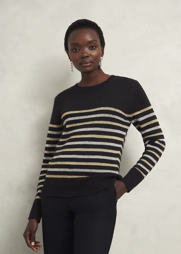 hobbs Destiny Sparkle Stripe Jumper Black Multi