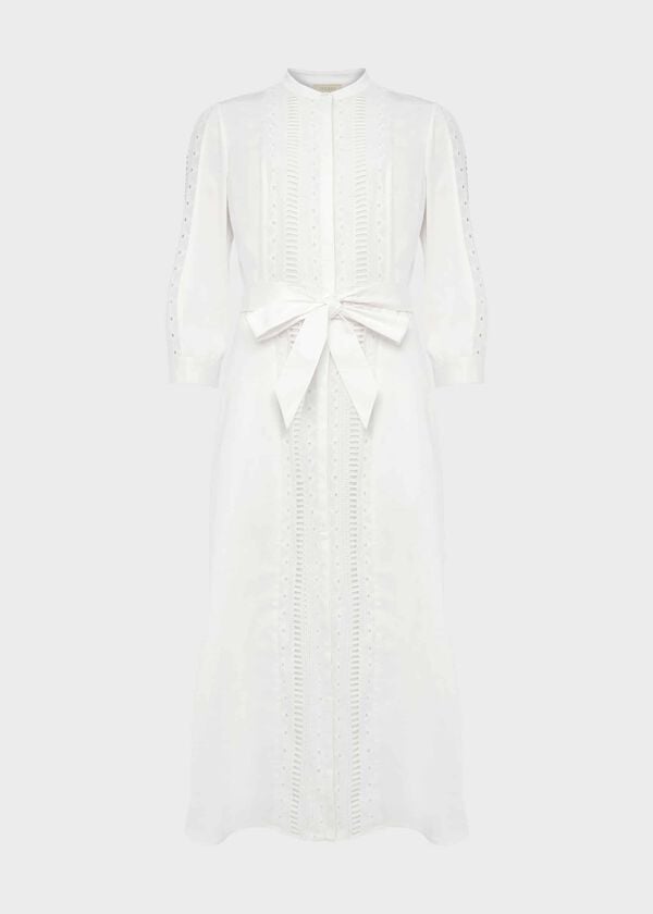 Hobbs Diana Broderie Midi Dress Ivory