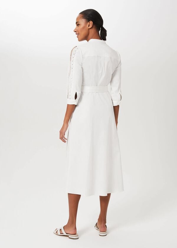 Hobbs Diana Broderie Midi Dress Ivory