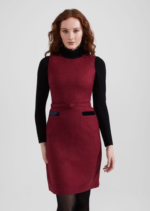 hobbs Diane Wool Dress Pink Multi