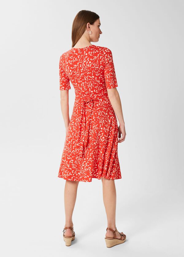 Hobbs Dina Jersey Wrap Dress Red Ivory