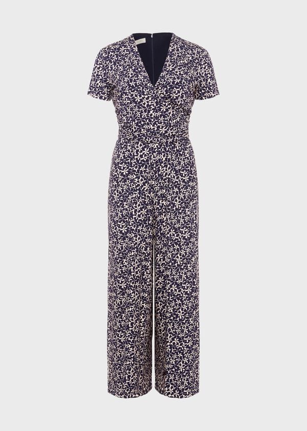 Hobbs Dina Wrap Floral Jumpsuit Navy Cream