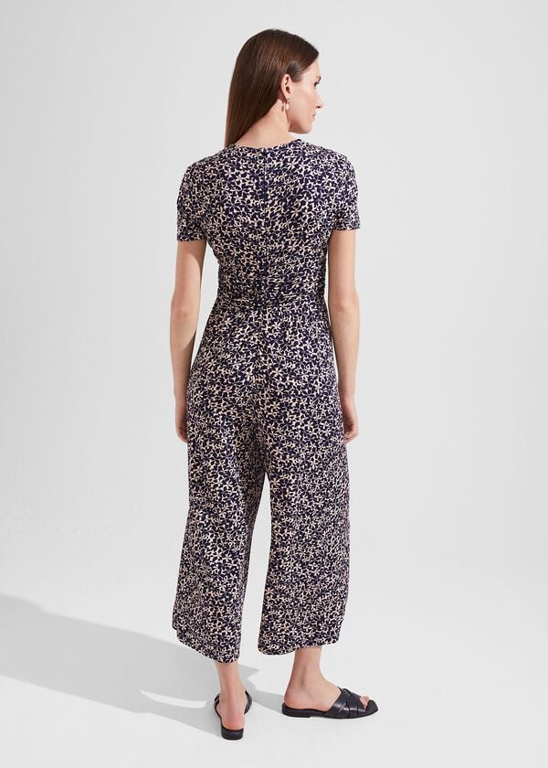 Hobbs Dina Wrap Floral Jumpsuit Navy Cream
