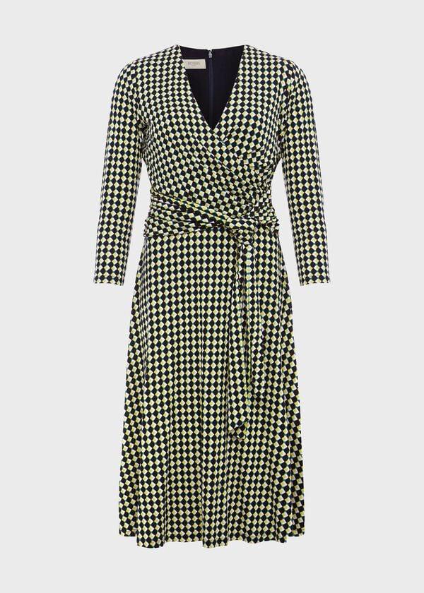 Hobbs Dina Wrap Jersey Dress Navy Multi