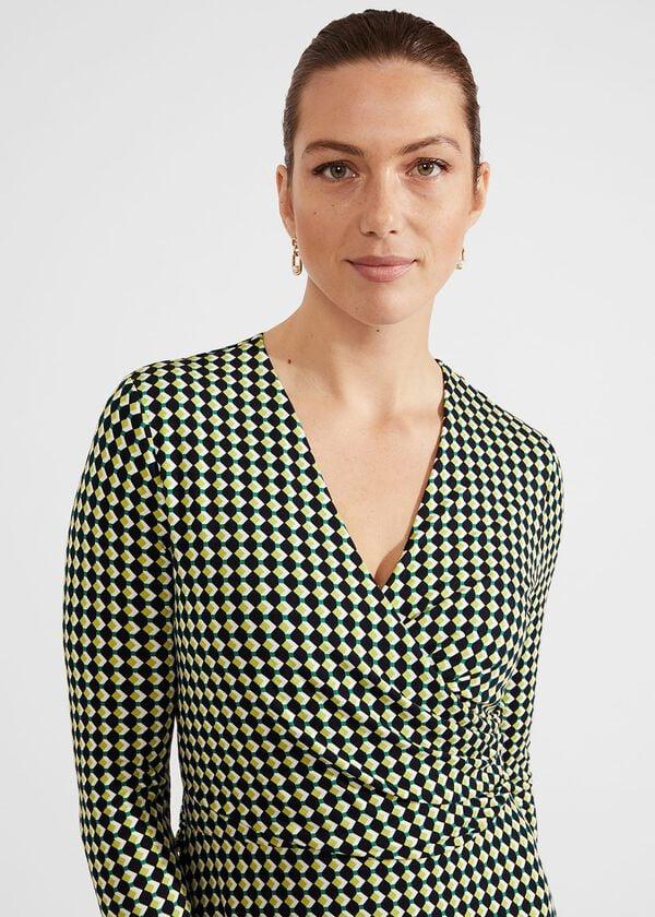 Hobbs Dina Wrap Jersey Dress Navy Multi