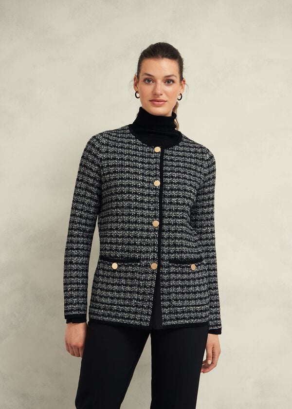 hobbs Dita Knitted Coatigan Black Ivory