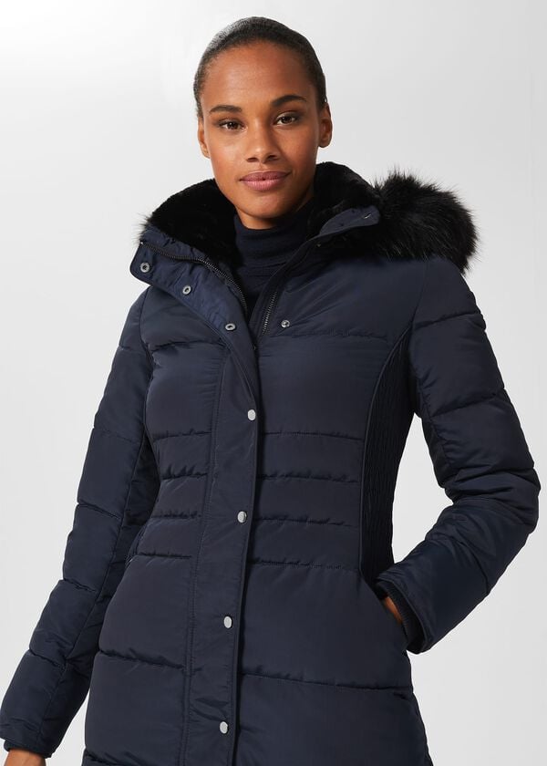 Hobbs Dita Puffer Jacket With Hood Navy
