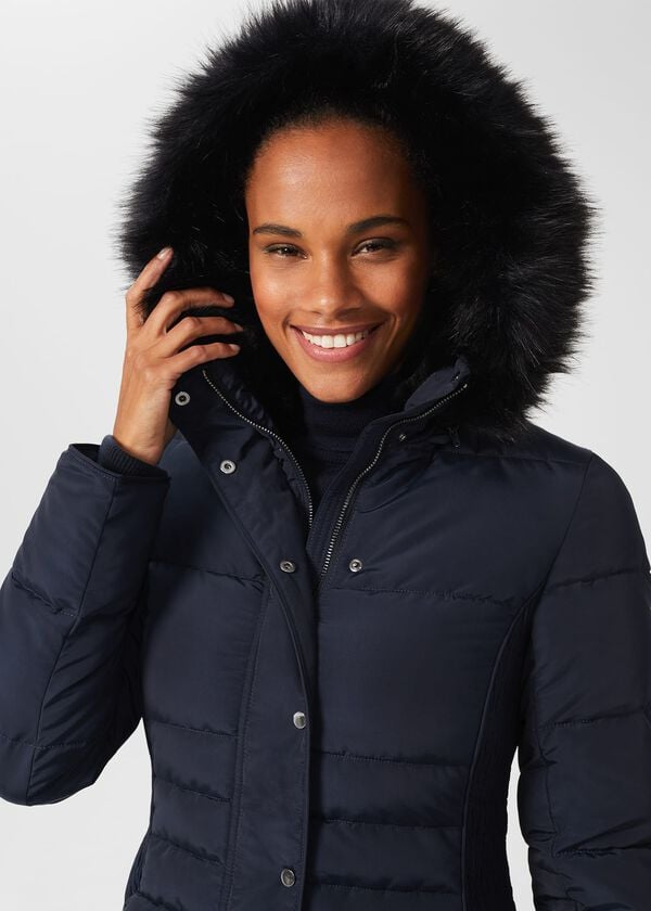 Hobbs Dita Puffer Jacket With Hood Navy