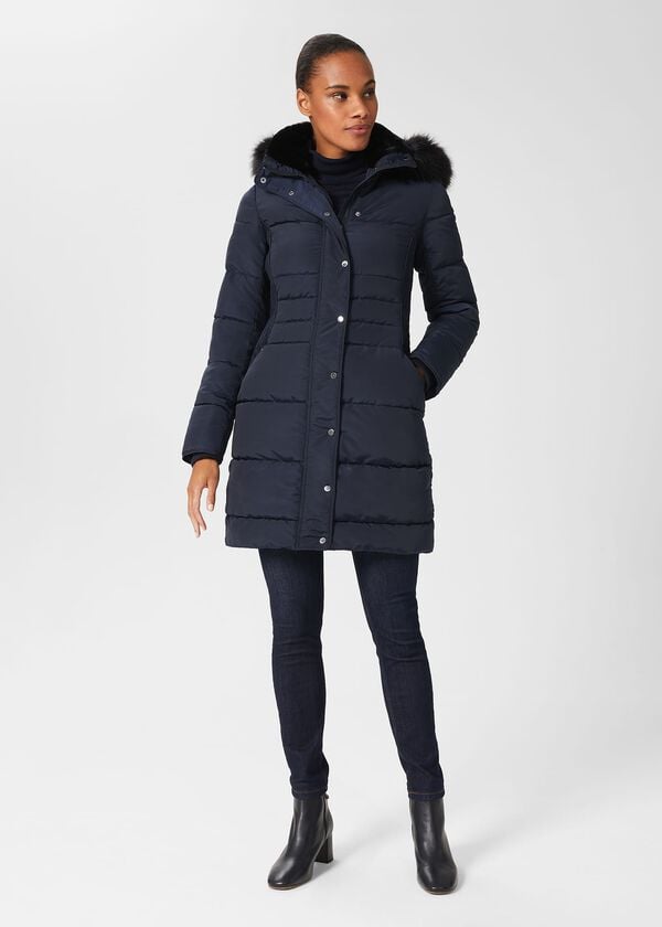 hobbs Dita Puffer Jacket With Hood Navy