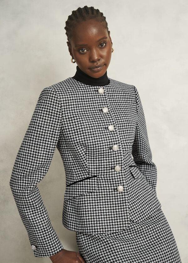 hobbs Dolly Wool Jacket Black White