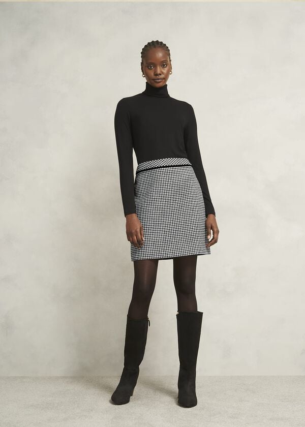 hobbs Dolly Wool Skirt Black White