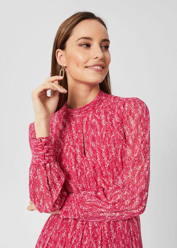 Hobbs Dominica Spot Dress Pink Multi
