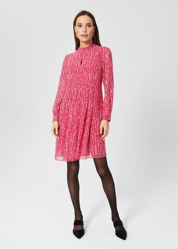 hobbs Dominica Spot Dress Pink Multi