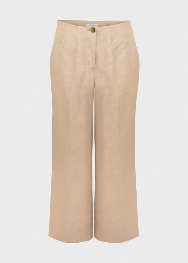 Hobbs Dora Linen Crop Trouser Sand