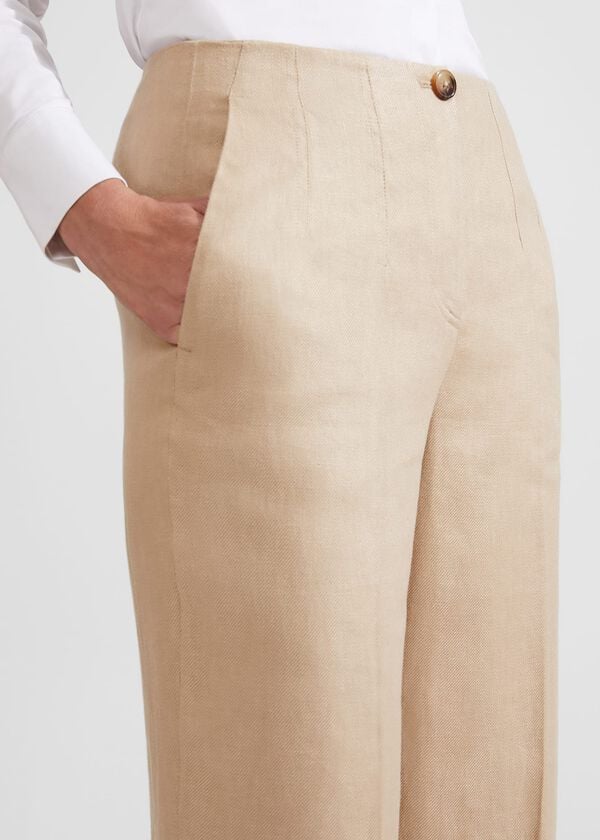 Hobbs Dora Linen Crop Trouser Sand