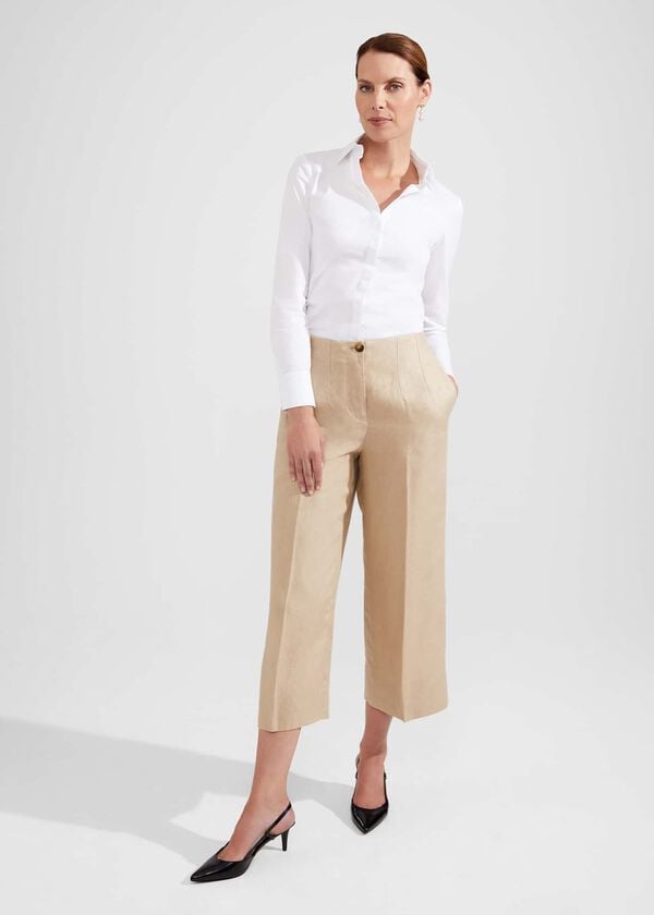 hobbs Dora Linen Crop Trouser Sand
