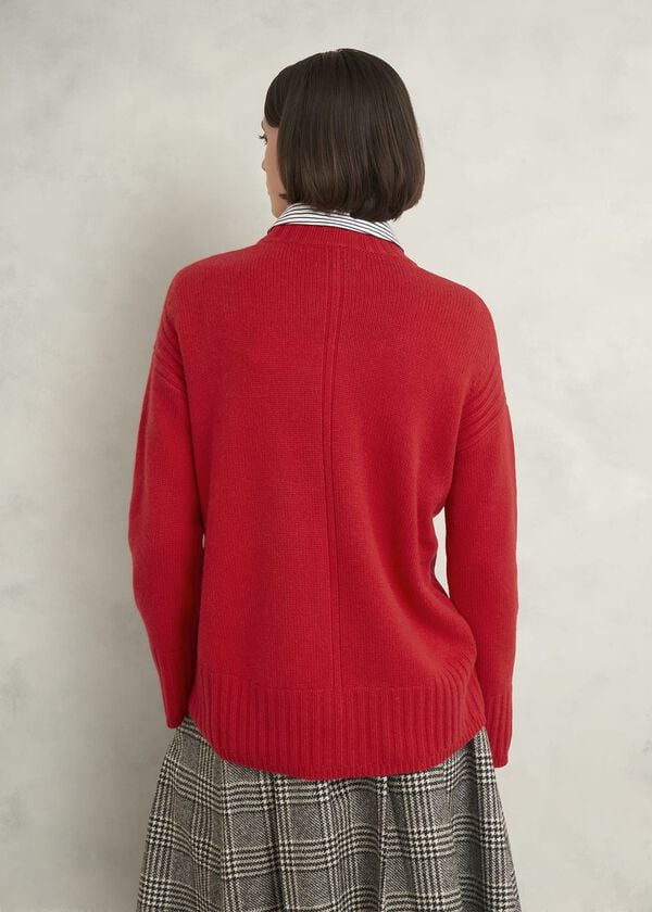 Hobbs Dora Wool Cashmere Jumper Vibrant Red