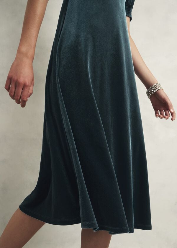 Hobbs Dormer Velvet Dress Evergreen