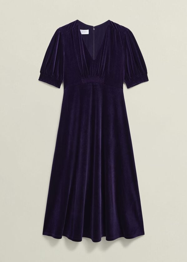 Hobbs Dormer Velvet Dress Midnight Purple