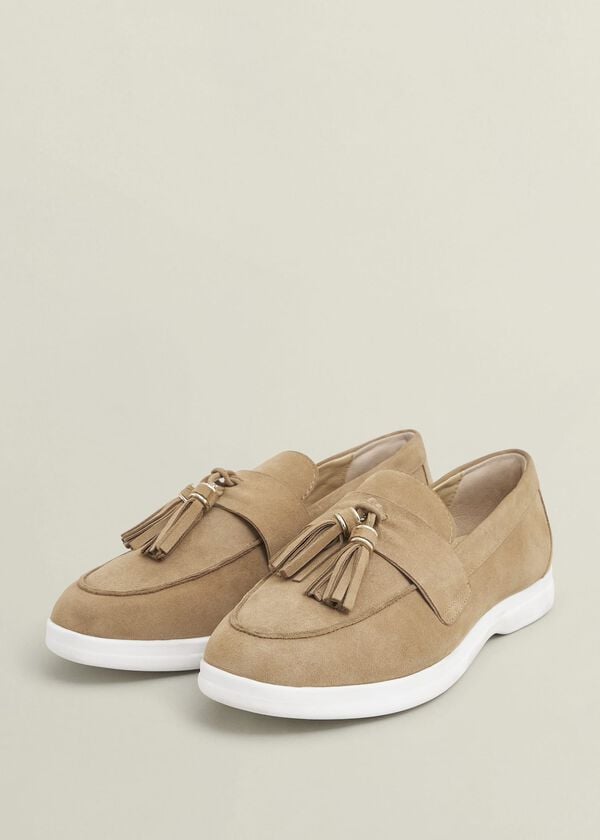 Hobbs Dorset Suede Loafers Light Camel