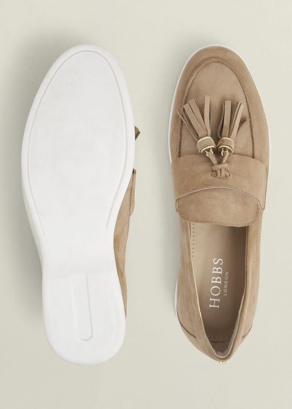 Hobbs Dorset Suede Loafers Light Camel