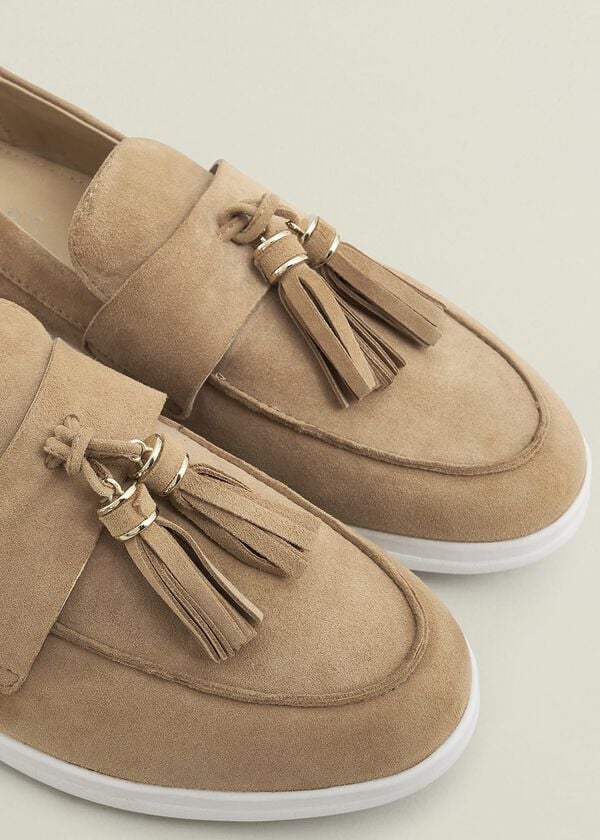 Hobbs Dorset Suede Loafers Light Camel