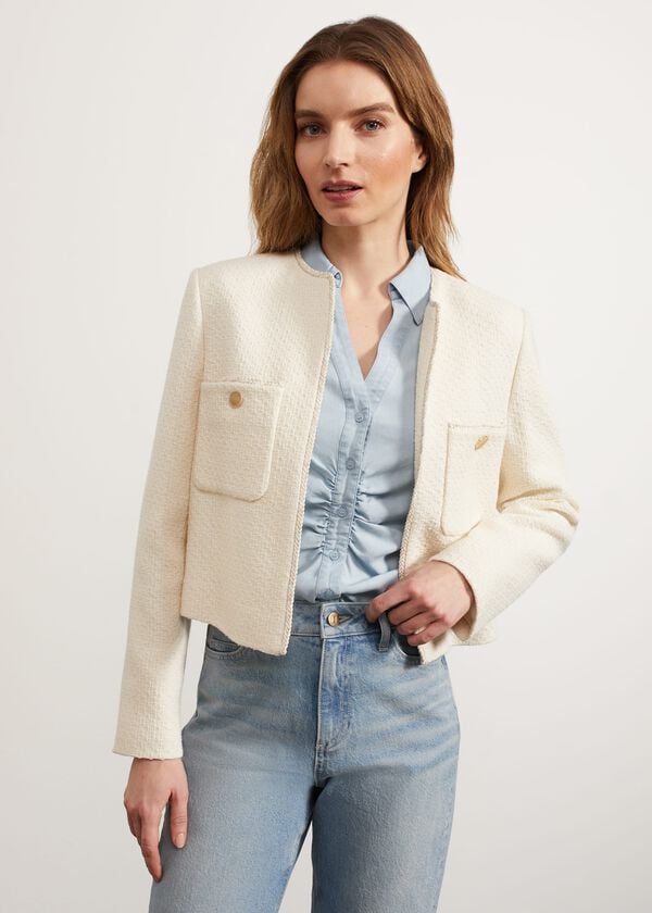 Hobbs Draycott Cropped Jacket Ivory