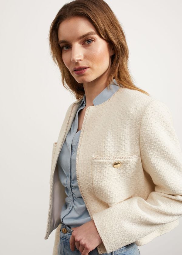 Hobbs Draycott Cropped Jacket Ivory