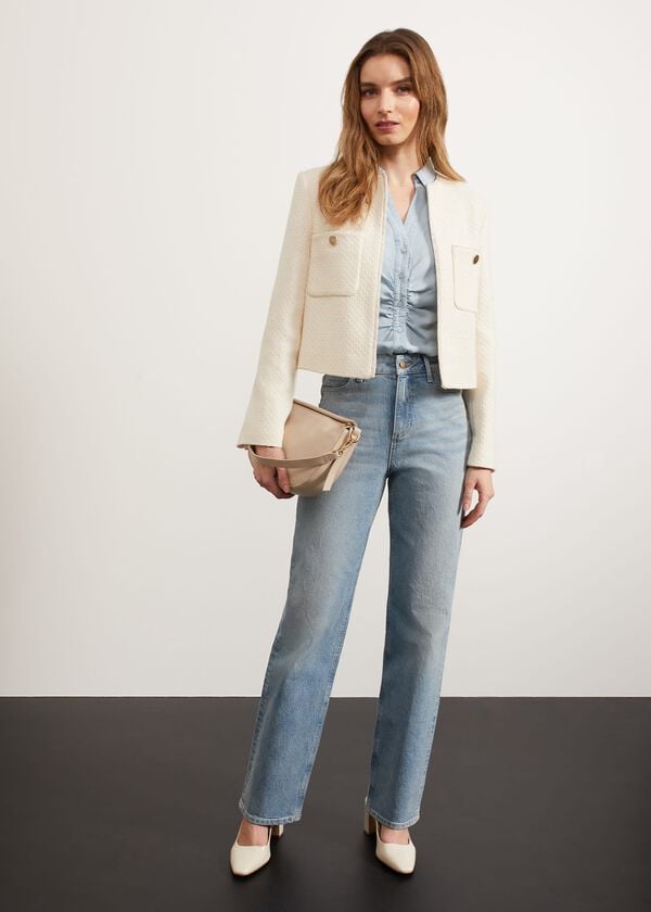 hobbs Draycott Cropped Jacket Ivory