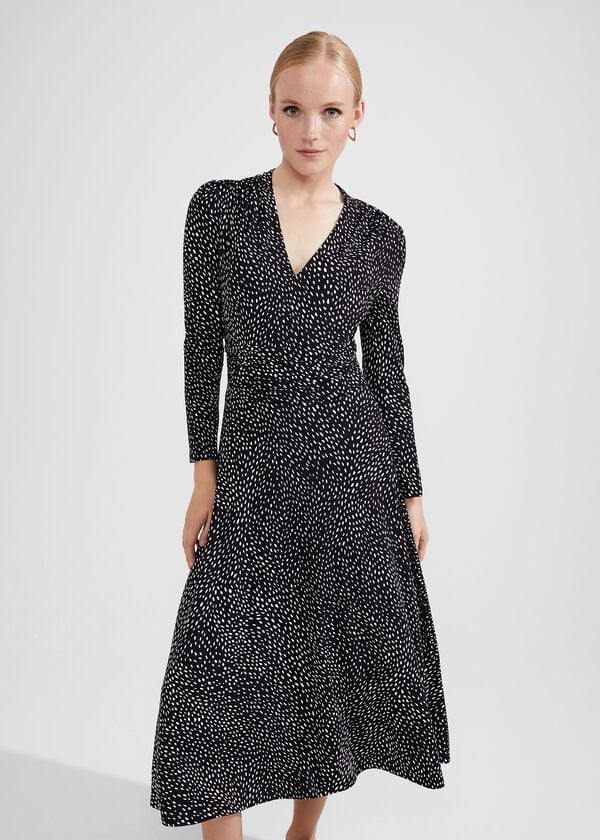 Hobbs Drew Jersey Dress Black Ivory