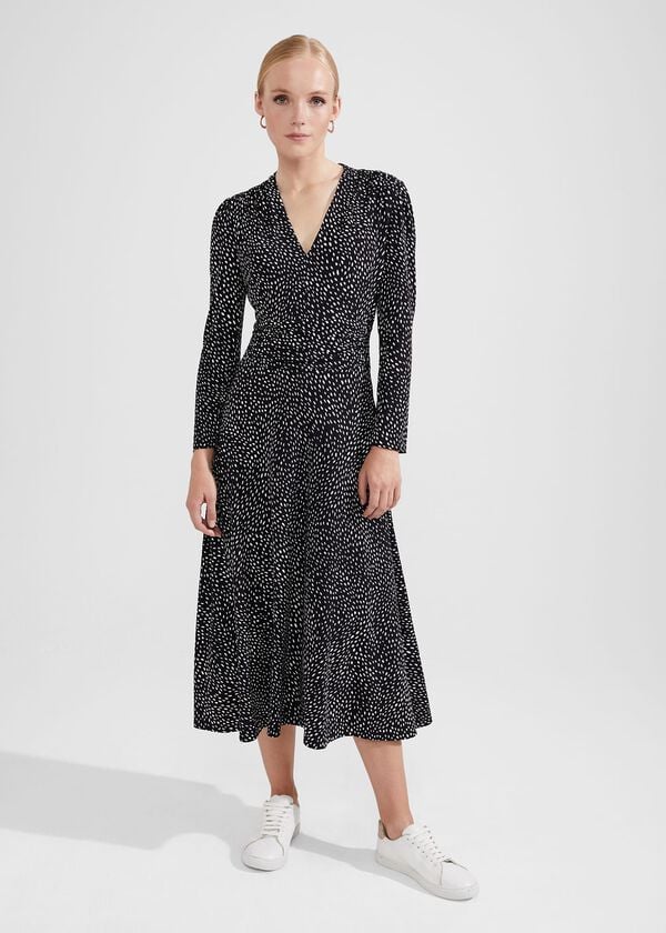 hobbs Drew Jersey Dress Black Ivory