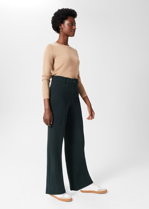 Hobbs Drew Wide Trousers Deep Pine Green
