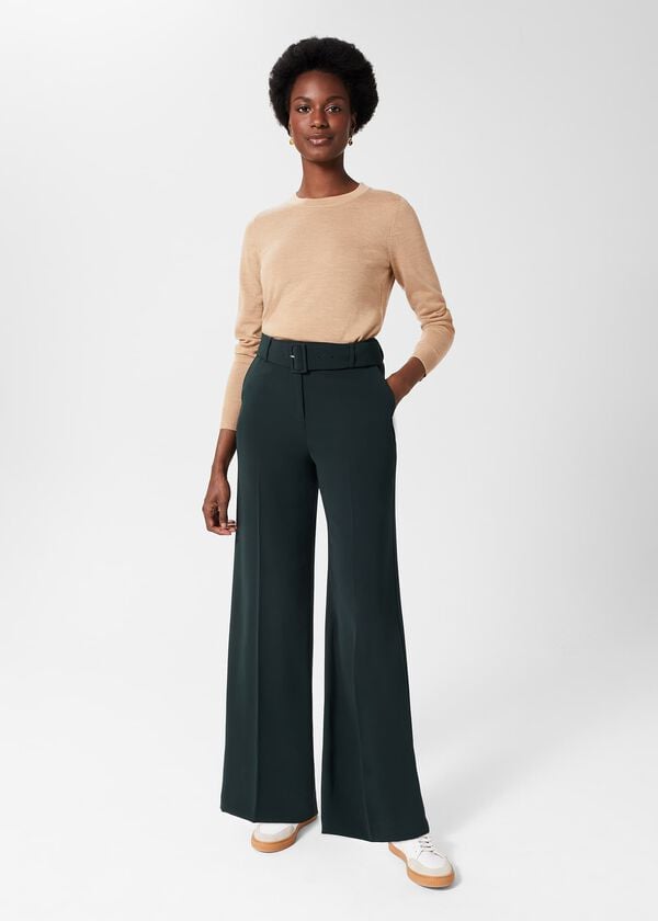 hobbs Drew Wide Trousers Deep Pine Green