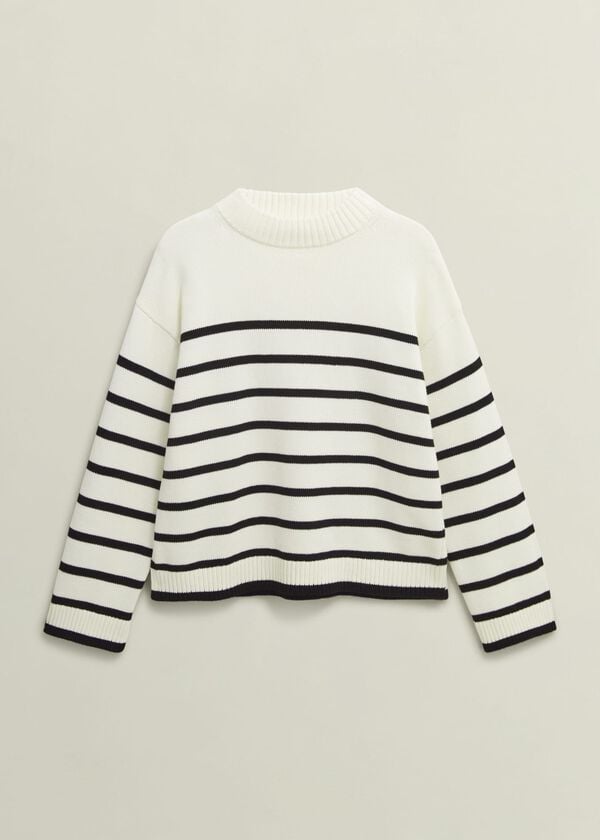 Hobbs Eastnor Cotton Stripe Jumper Ivory Black