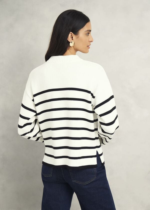 Hobbs Eastnor Cotton Stripe Jumper Ivory Black
