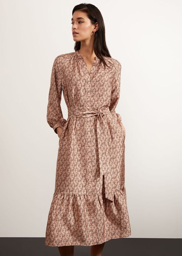 Hobbs Easton Dress Camel Multi