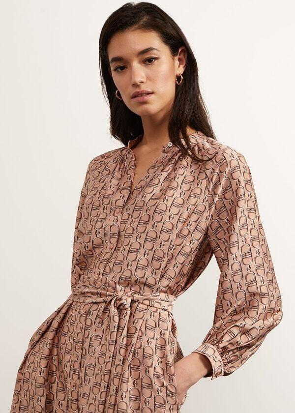 Hobbs Easton Dress Camel Multi