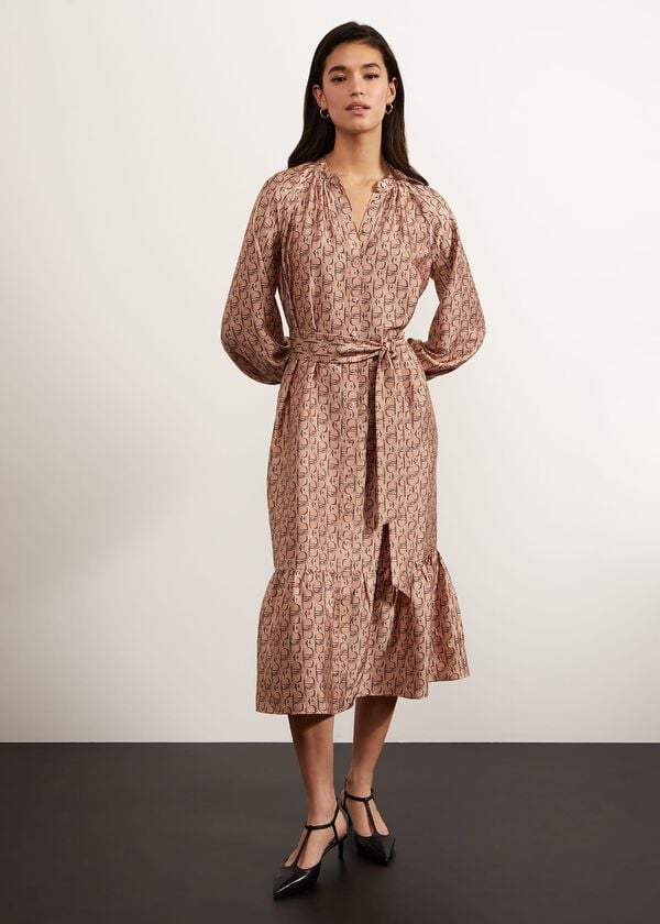 hobbs Easton Dress Camel Multi