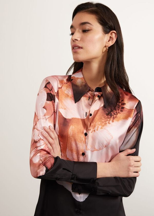 Hobbs Eden Floral Shirt Black Multi