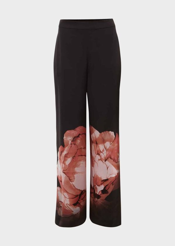 Hobbs Eden Wide Leg Trousers Black Multi