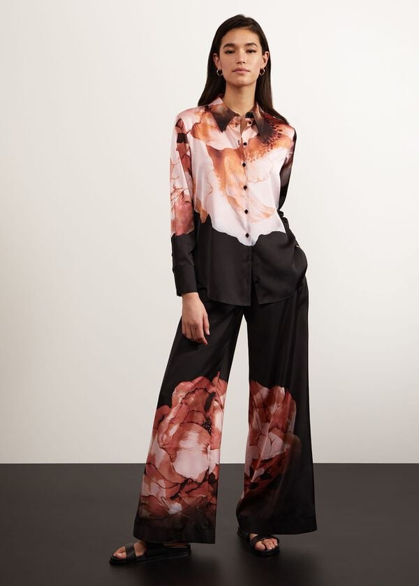 hobbs Eden Wide Leg Trousers Black Multi