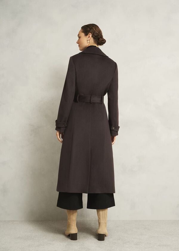 Hobbs Edgely Wool Coat Dark Brown