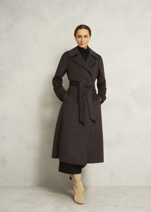 hobbs Edgely Wool Coat Dark Brown
