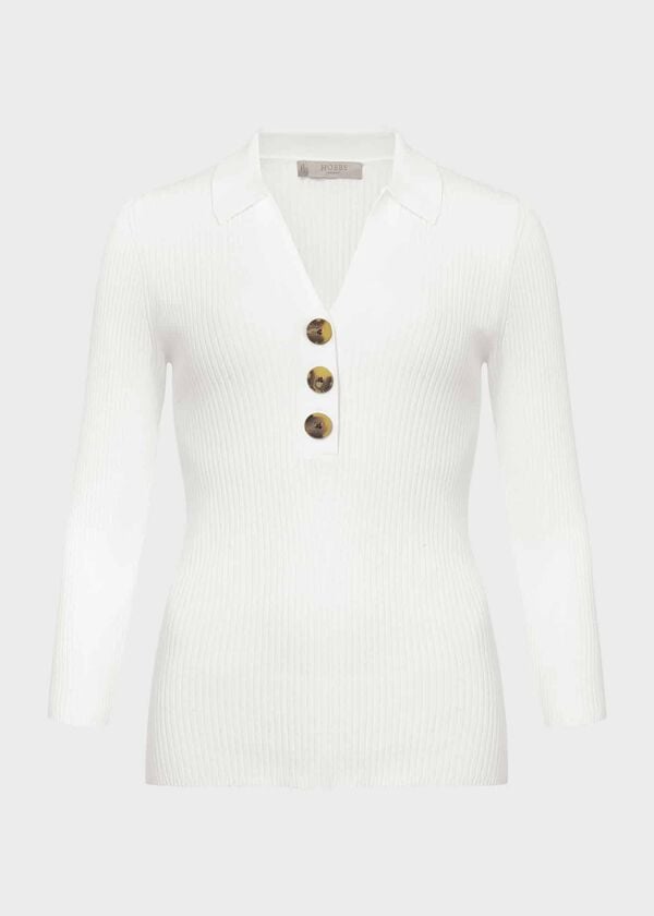 Hobbs Edie Knitted Shirt Ivory
