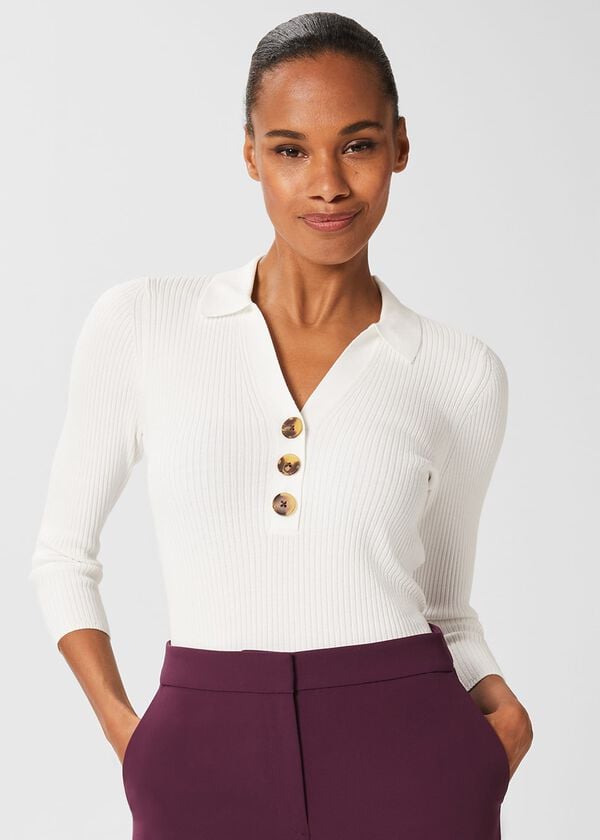 hobbs Edie Knitted Shirt Ivory