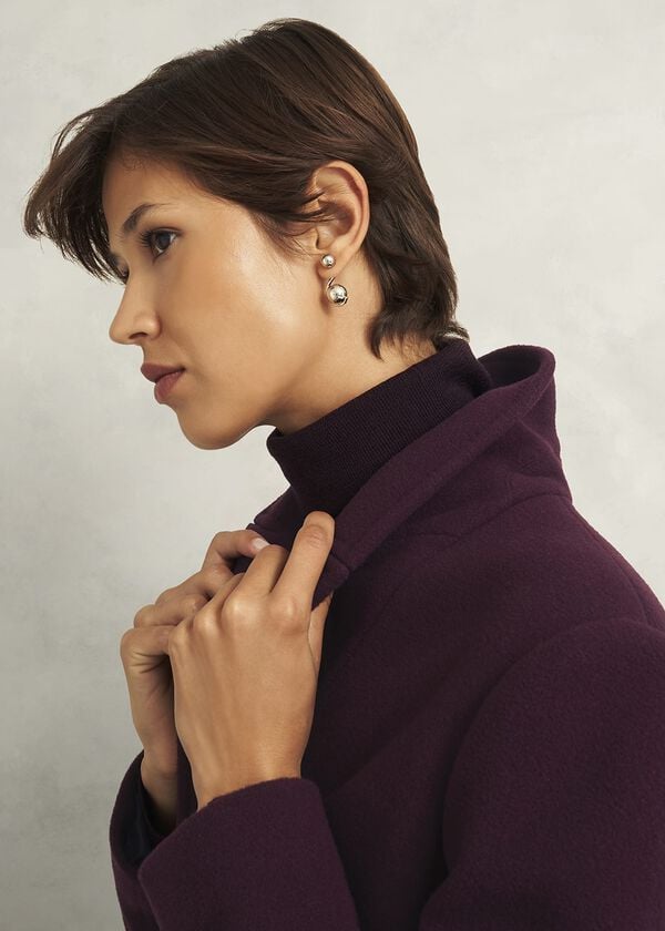 Hobbs Edwina Wool Blend Coat Wine