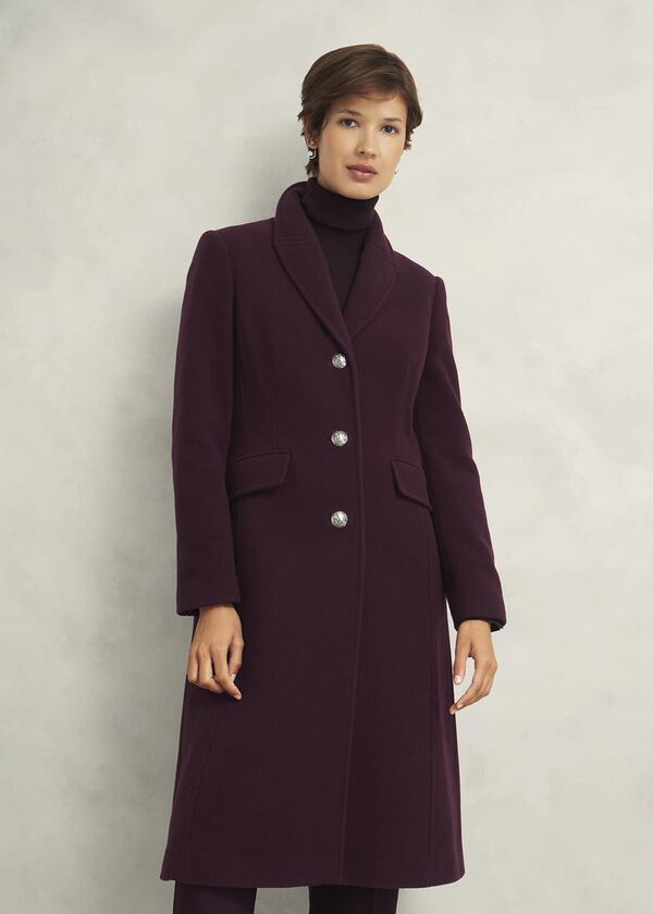hobbs Edwina Wool Blend Coat Wine
