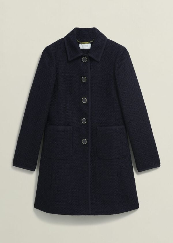 Hobbs Elaine Tweed Coat Navy