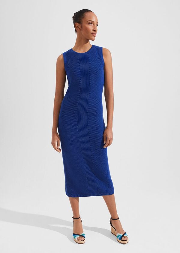 hobbs Elea Knitted Dress Cobalt Blue